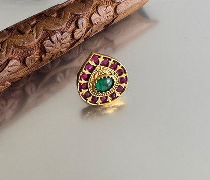 Matte finish kemp-green adjustable finger ring dj-51396