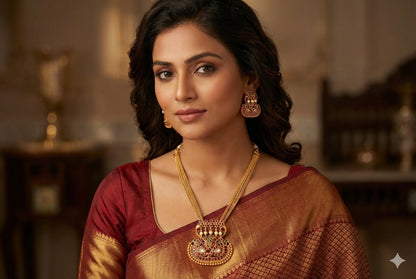 Matte finish kemp-green pearl Kalinga Narthana Krishna pendant necklace set dj-51818