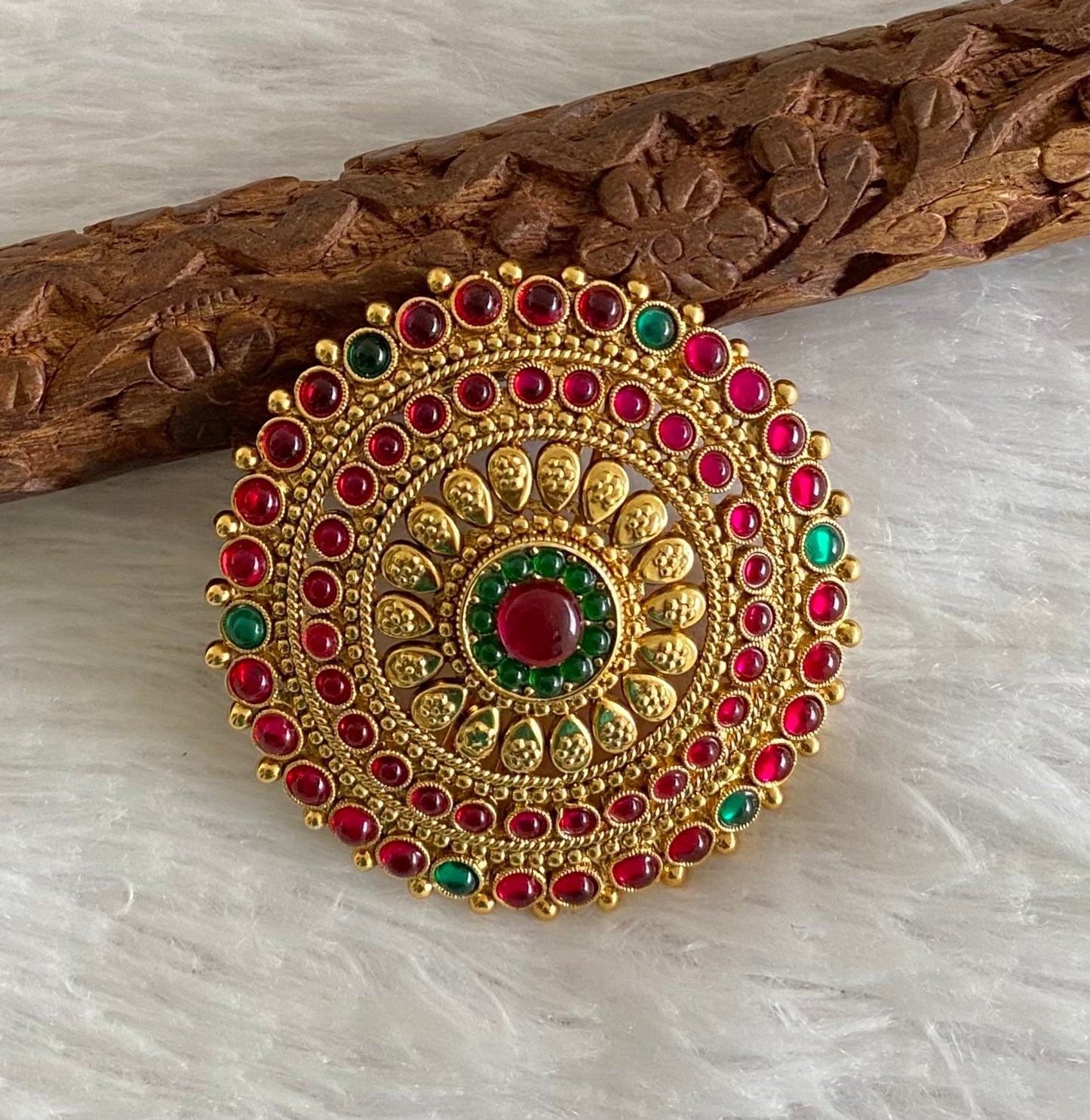 Antique gold tone kemp-green round  hair jewel(rakodi)dj-53611