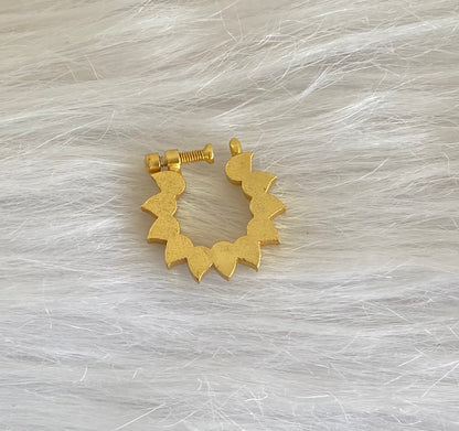 Gold tone kundan jadau white-green nose pin dj-53709