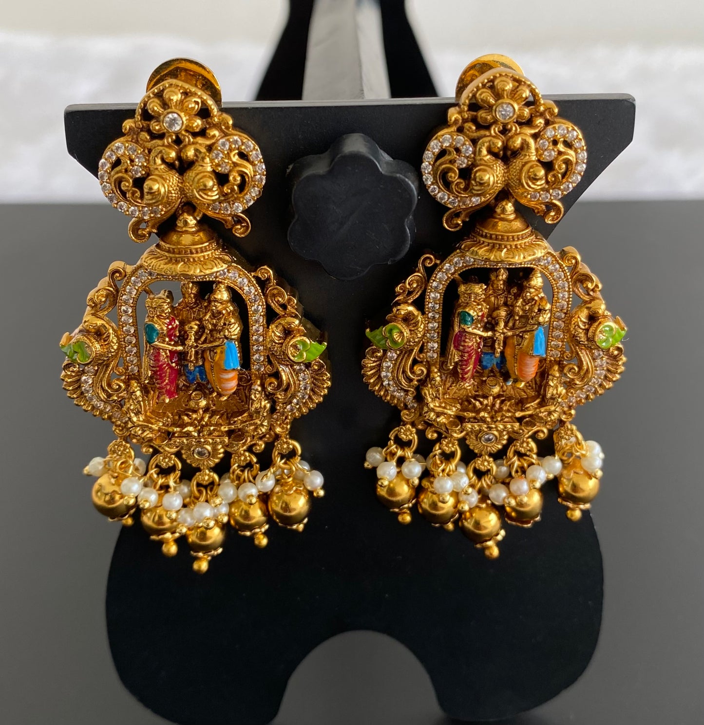 Matte finish srinivasa kalyana with meenakari work bridal set dj-53137