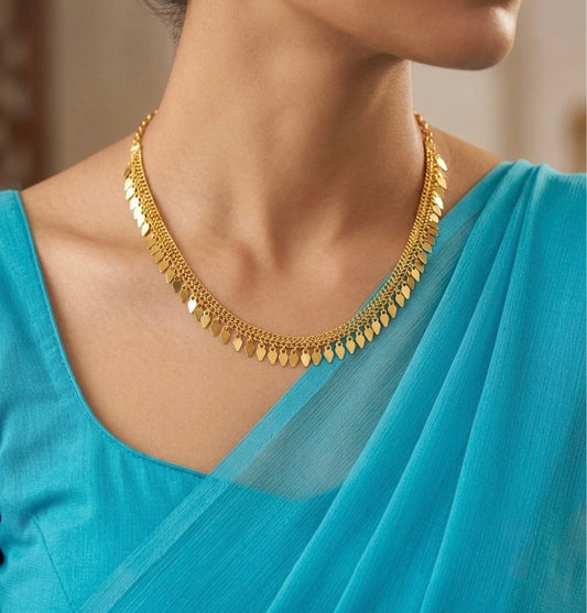 Gold tone kerala traditional elakka necklace dj-52724