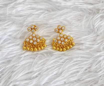 Gold tone white stone pathakkam earrings dj-44900