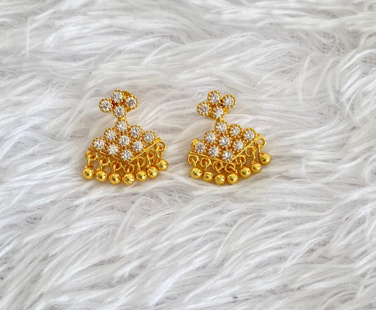 Gold tone white stone pathakkam earrings dj-44900