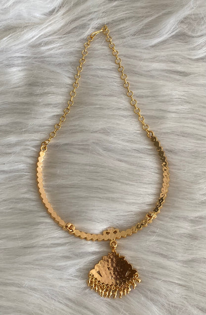 Gold tone south indian AD pink stone necklace dj-53900