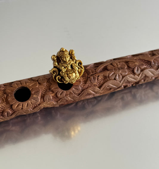 Antique gold tone Nakshi Lakshmi adjustable finger ring dj-51404