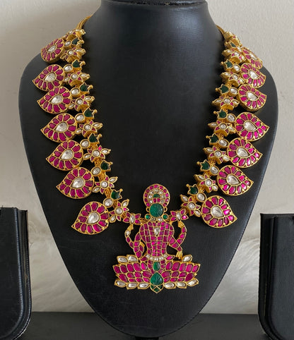 Gold tone mango lakshmi kundan jadau short haar dj-54512