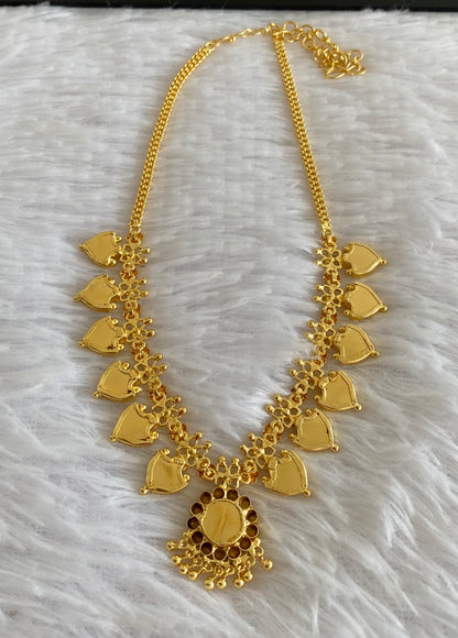 Gold tone white-red palakka necklace dj-53070