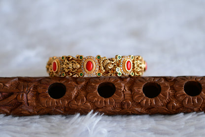 Antique gold tone coral-green lakshmi peacock bangle (2.4) dj-52441