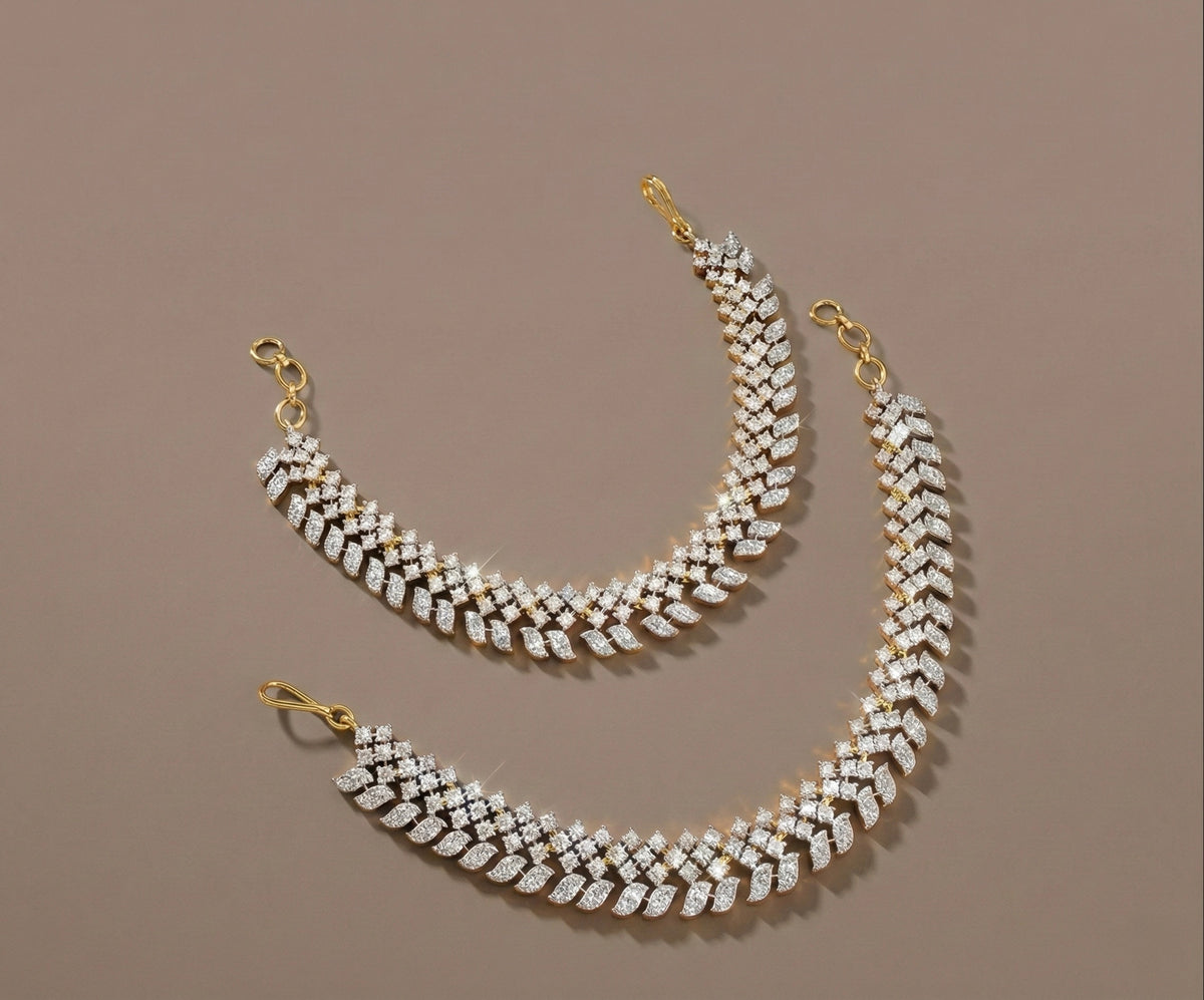Whitestone Ear Chain Two tone cz white stone ear side chain dj-52055 – dreamjwell