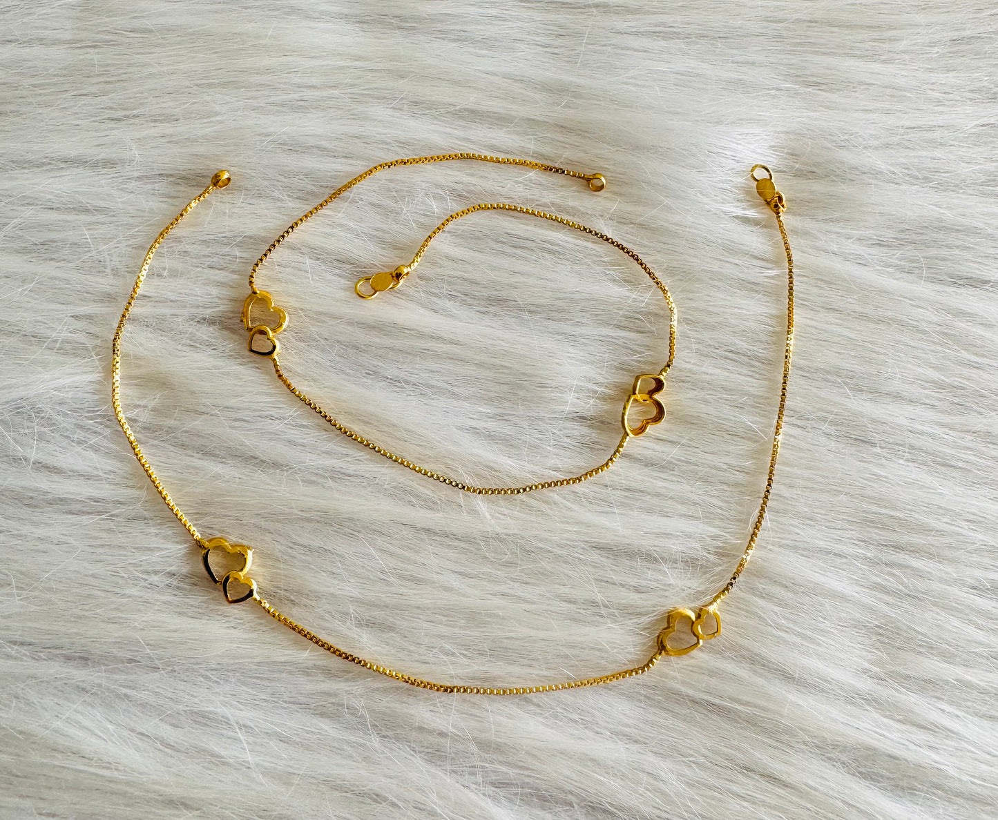 Gold tone 10.5 inches heart anklets dj-51299