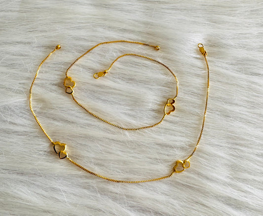 Gold tone 10.5 inches heart anklets dj-51299