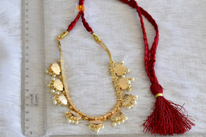 Gold tone AD white floral necklace dj-52516