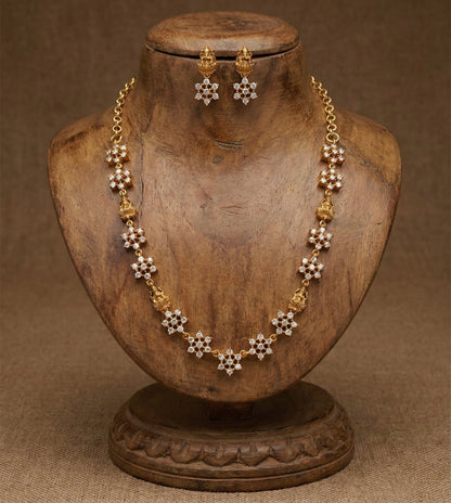 Matte finish white Nakshatra Lakshmi necklace set dj-40540