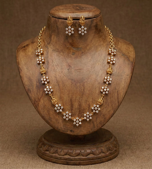 Matte finish white Nakshatra Lakshmi necklace set dj-40540