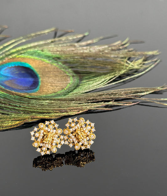 Matte finish white lakshmi round stud/earrings dj-51575