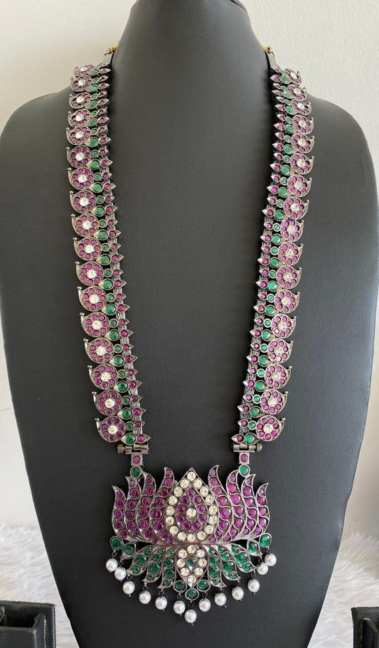 Black finish AD precious kemp-green-white pearl lotus mango haar Dj-53398