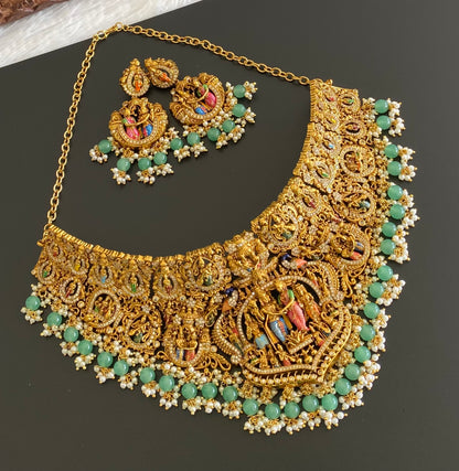 Matte finish meenakari srinivasa kalyanam choker set dj-54094
