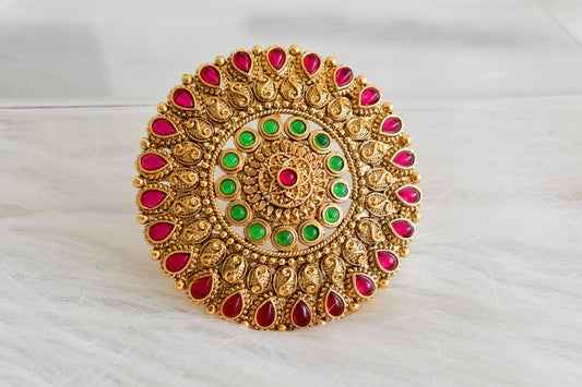 Antique gold tone kemp-green round hair jewel(rakodi)dj-53619