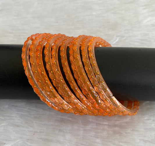 Set of 10 orange glass bangles(2.6) dj-52873