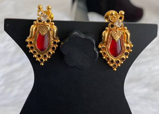 Gold tone red-white stone nagapadam kerala style stud/earrings dj-53117