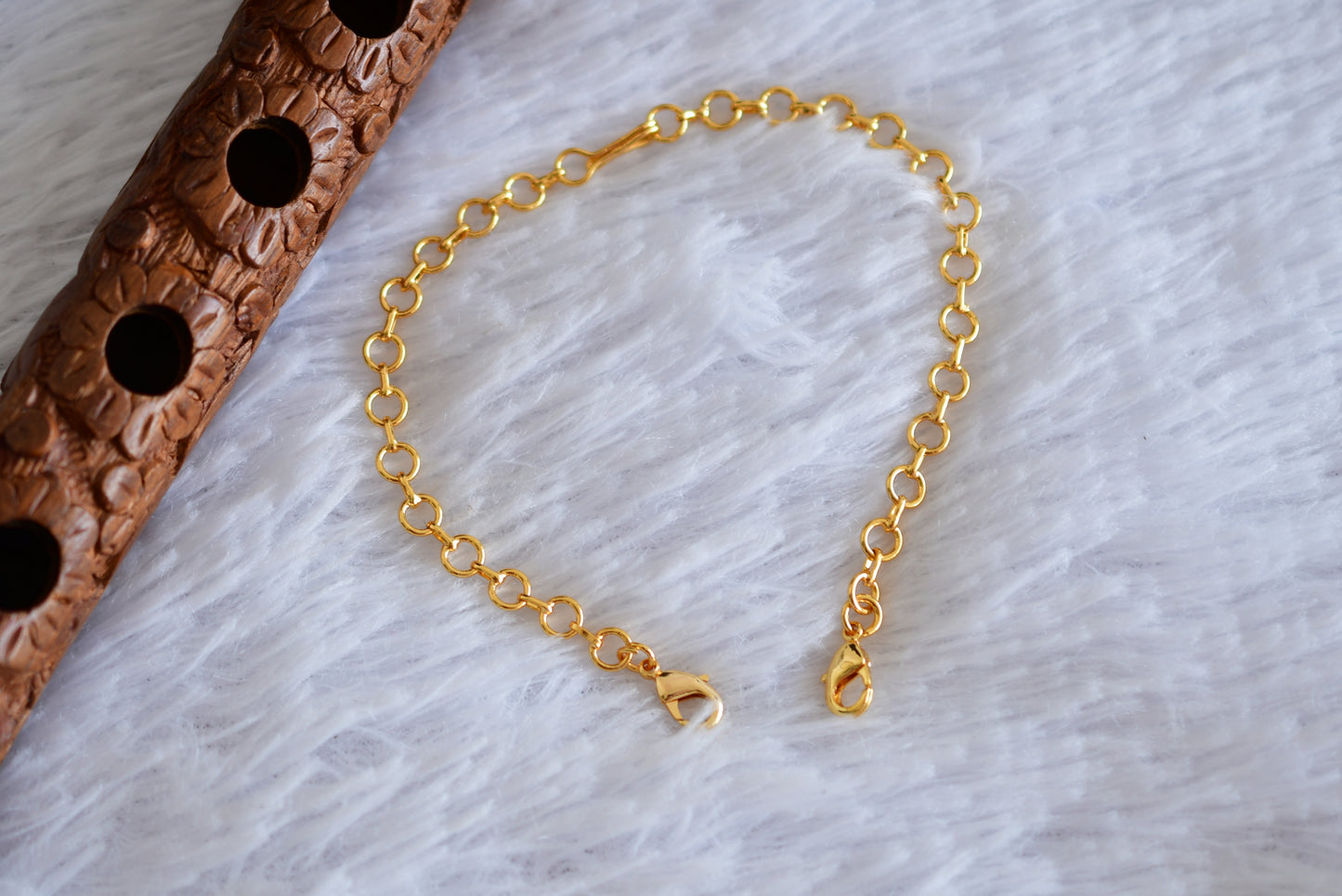 Gold tone necklace ring back chain dj-52430