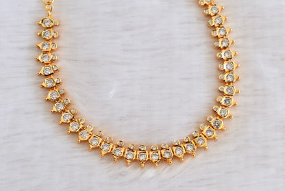 Gold tone AD white stone south Indian necklace dj-53332