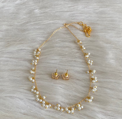Gold tone pearl necklace set dj-54794