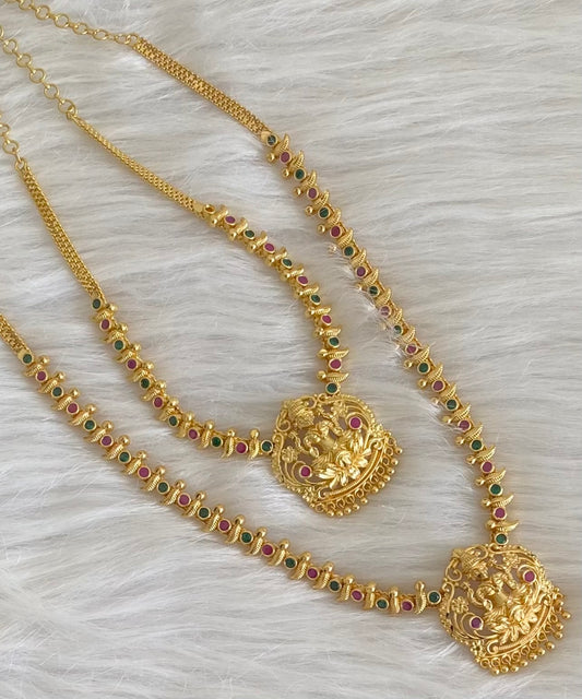 Gold tone kemp-green stone lakshmi combo set dj-54294