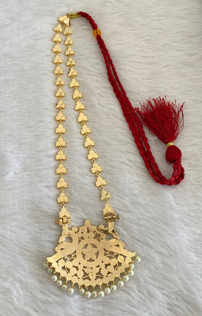 Gold tone precious kemp-green peacock pearl haar dj-53359