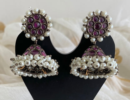 Black finish precious kemp pearl jhumkka dj-53945