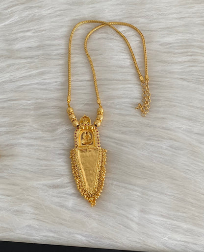 Gold tone kerala style pink stone lakshmi nettipattam chain with pendant dj-54670