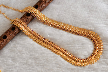 Gold look alike AD pink stone lakshmi mango coin haar set dj-51992