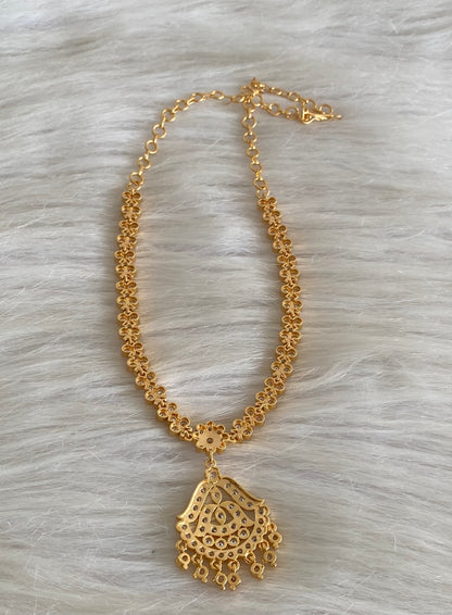 Gold tone south indian AD white stone necklace dj-54920