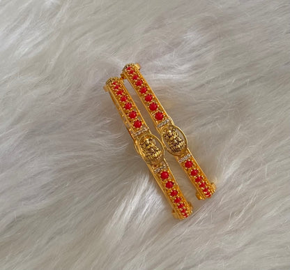 Antique gold tone coral white stone lakshmi bangles(2.10) Dj-54845