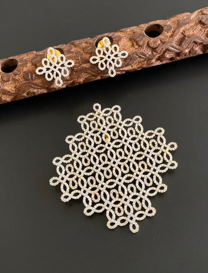 Two tone cz white rangoli pendant set dj-53350