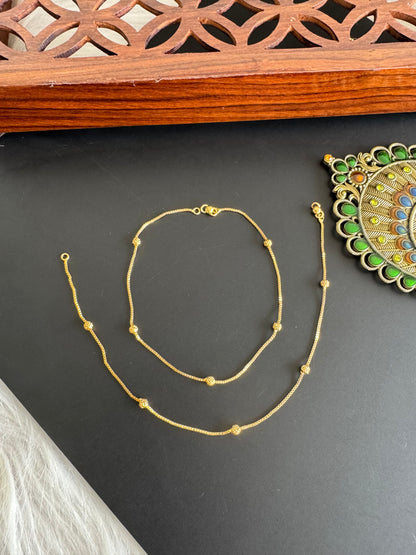 Gold tone 10.5 inches flower anklets dj-51294