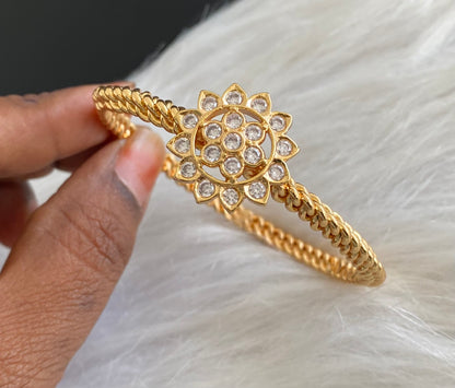 Gold tone AD white stone flower kada/bangle(2.4) Dj-53879