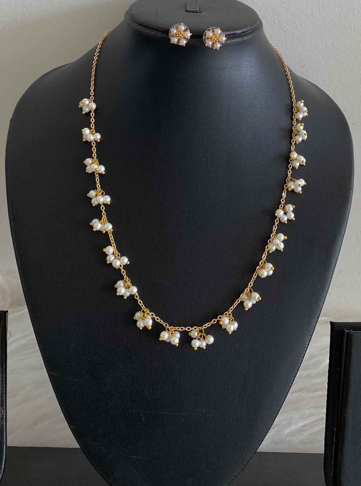 Gold tone pearl necklace set dj-54794