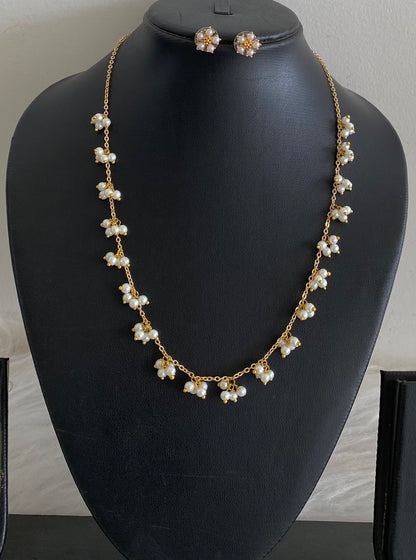 Gold tone pearl necklace set dj-54794