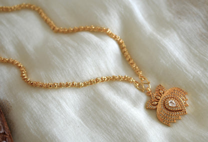 Gold tone 24 inches chain with white lotus pendant dj-52631