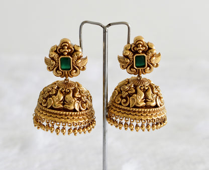 Antique gold tone green Nakshi huge elephant jhumkka dj-51878