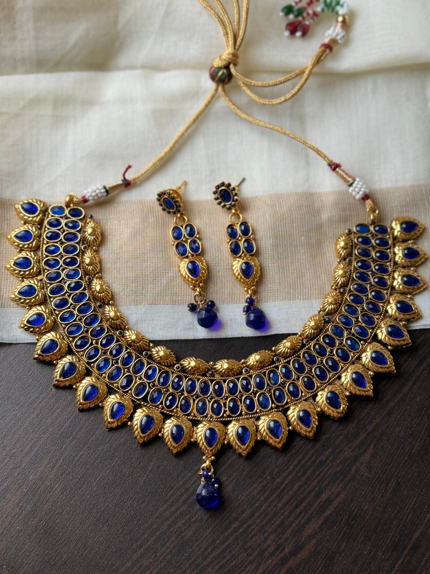 Antique Royal Blue Necklace Set-dj04162