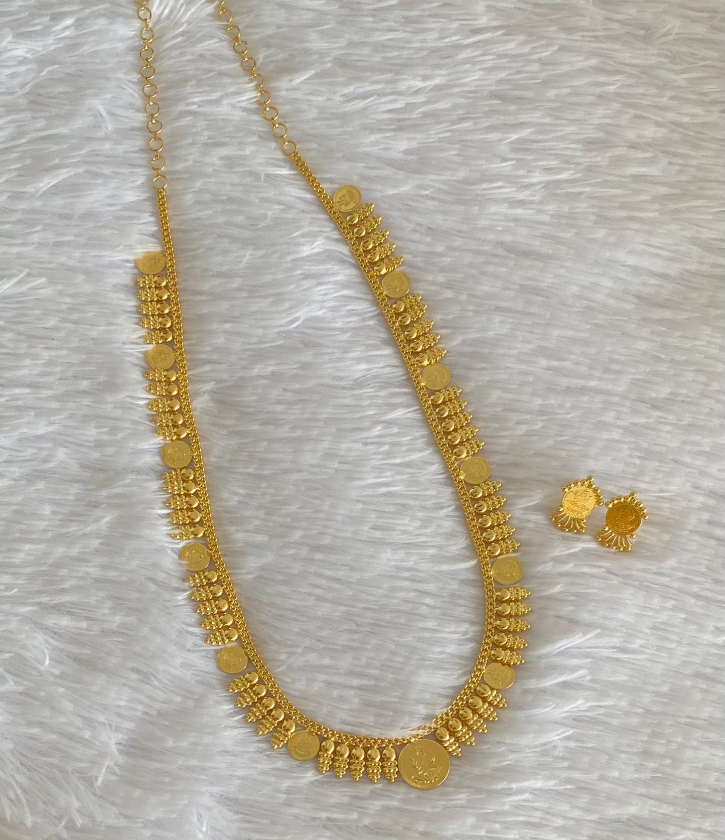 Gold tone lakshmi coin short haar set dj-54417