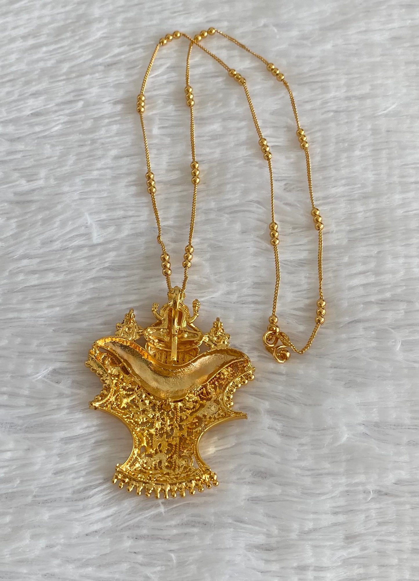 Gold tone 24 inches chain with lakshmi pendant dj-54359