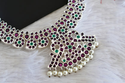 Silver tone precious kemp-green pearl mango necklace dj-52514