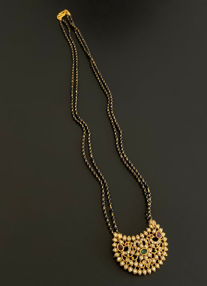 Gold tone 18 inches karimani chain with peacock moon pendant dj-53609