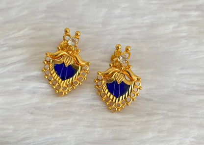 Gold tone blue-white stone palakka kerala style stud/earrings dj-53121