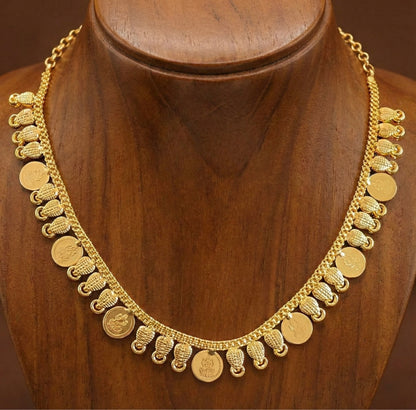 Gold Tone Lakshmi Coin Necklace Dj33959