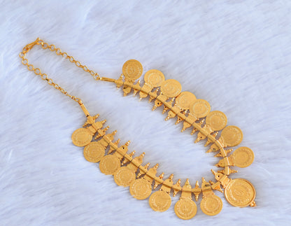 Gold tone pink stone lakshmi coin necklace  dj-53077